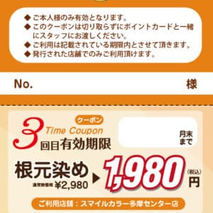 既存顧客再来店促進用 根元染め3枚綴クーポンチケット